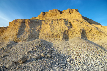 Sand quarry construction in evening light