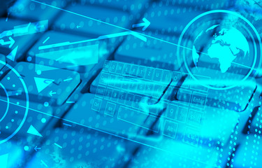 Keyboard with glowing icons