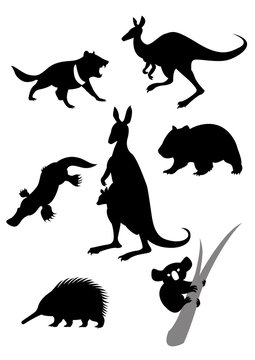 Silhouettes of australian animals