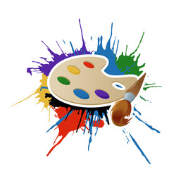 Paint, palette and brush