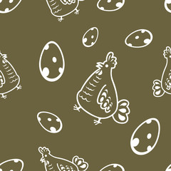 Seamless chicken  brown pattern