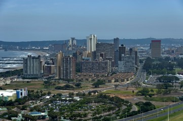 Fototapeta na wymiar Above view to Durban cityscape, South Africa