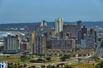 Above view to Durban cityscape, South Africa