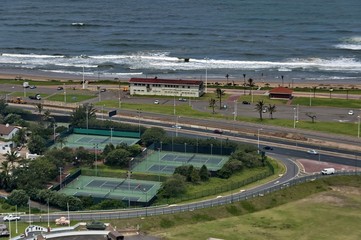 Several tennis court by seaside in Durban city