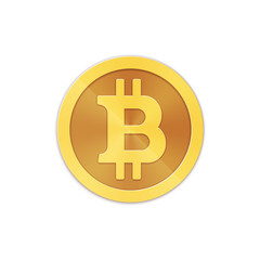 Vector gold bitcoin isolated on white background