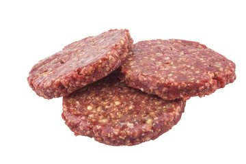 beef fresh burgers for hamburgers.  isolated on white background