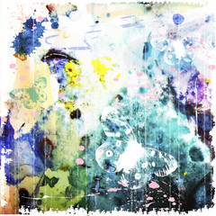 abstract watercolor background  with butterfly