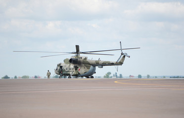 Fototapeta na wymiar the helicopter in airfield