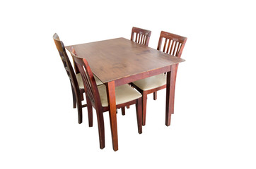 Isolated wooden table and chair