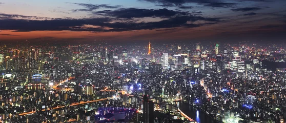 Fototapeten Tokyo-Skyline-Panorama nachts vom Tokyo Tower, Japan © TTstudio