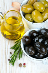green and black olives