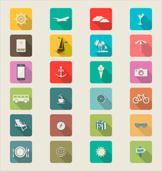 Travel Modern flat icon collection retro color