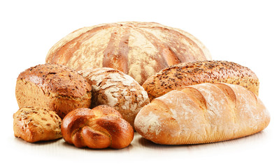 Composition with variety of baking products isolated on white