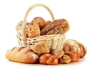 Composition with variety of baking products isolated on white