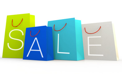 sale shopping bags design on white background