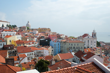 Obraz premium Lisbon city, Portugal. Aereal view on sunny day