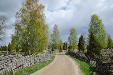 Winding gravel road