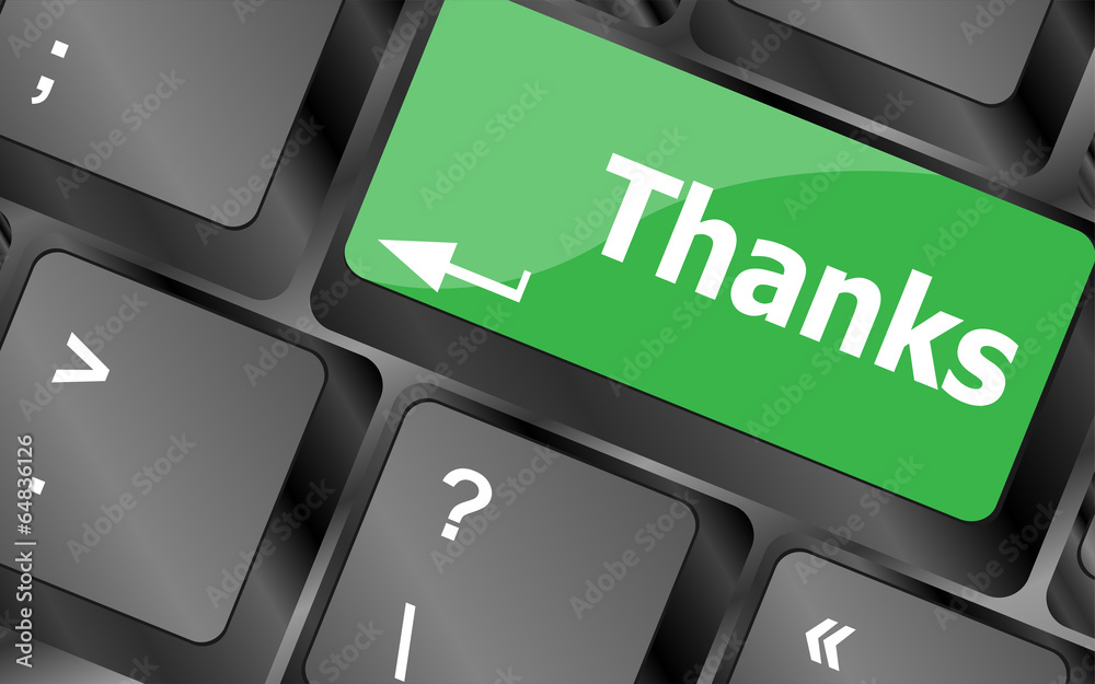 Fototapete a thanks message on enter key of keyboard