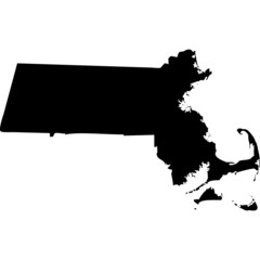 High detailed vector map - Massachusetts. - obrazy, fototapety, plakaty