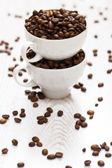 Cup and coffee beans