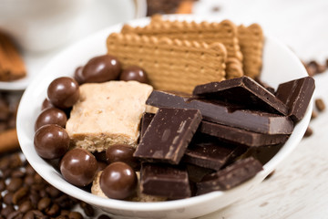 Bowl with  different sweets