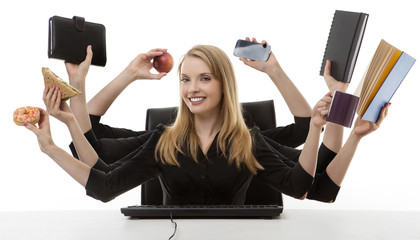 busy woman at her desk