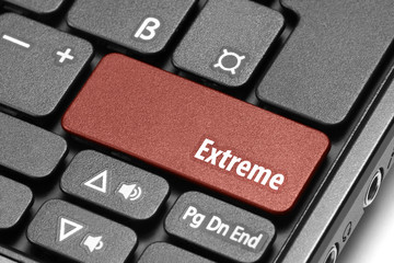 Extreme. Red hot key on computer keyboard