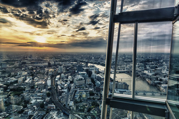 London skyline by sunset from the skyscraper