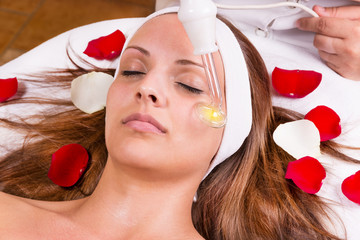 Ozone treatment on face at the beautician.