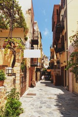 Fototapeta na wymiar Old streets in Chania, Crete