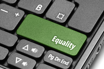 Equality. Green hot key on computer keyboard
