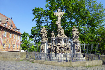 Fototapeta na wymiar Kreuzigungsgruppe auf der Oberen Brücke in Bamberg