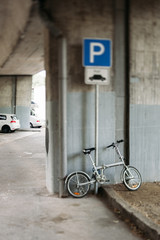 Modern bike in urban parking
