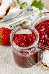 Jar of strawberry jam