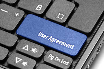 User Agreement. Blue hot key on computer keyboard