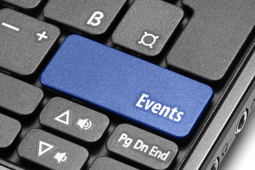 Events. Blue hot key on computer keyboard