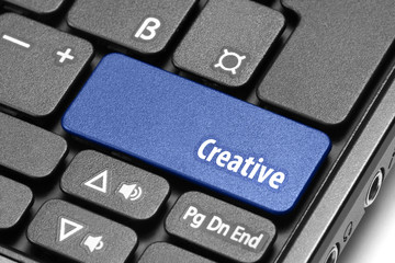Creative. Blue hot key on computer keyboard