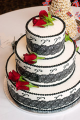 Wedding Cake Three Tiered Rose Covered Sweet Baked Treat
