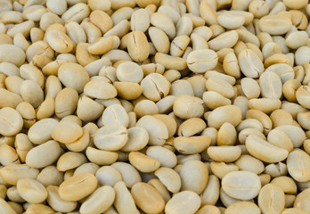 un-roasted coffee beans.