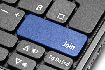 Join. Blue hot key on computer keyboard