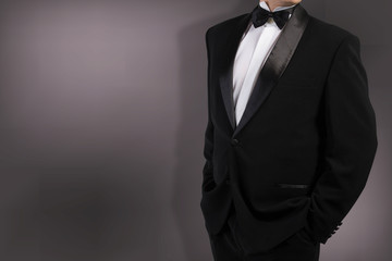 Obraz na płótnie Canvas Classical Black Tuxedo Bow tie
