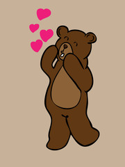 Brown bear with love hearts
