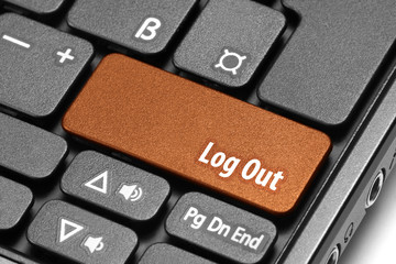 Log Out. Orange hot key on computer keyboard