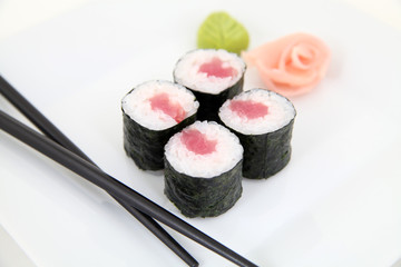 Hosomaki, tuna. Traditional japanese sushi rolls