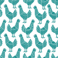 Chickens seamless pattern - 64847357