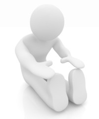 3d man isolated on white. Series: morning exercises - flexibilit