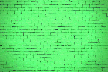 Fototapeta premium Background of green brick wall pattern texture.