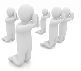 3d mans on his knees. Christian prayer concept