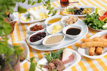 Tasty breakfast table