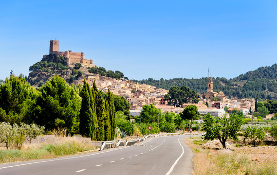 View of Biar Town and Castle, Alicante Province, Spain